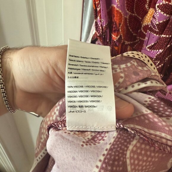 Farm Rio x Anthropologie Sweet Floral Midi Dress Lilac/ Purple Belted Size M NWT - Picture 6 of 6